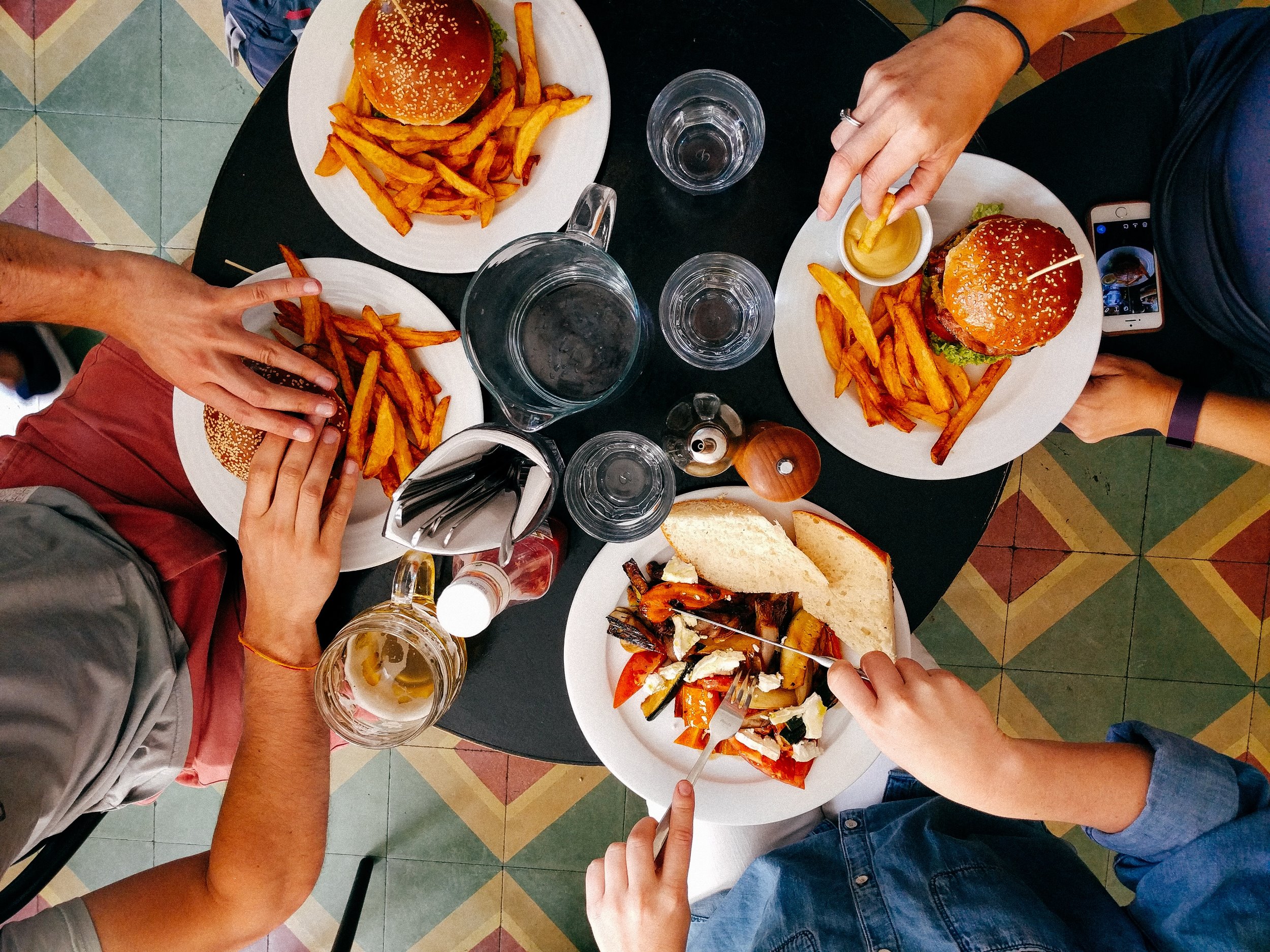 Customers Eating Delicious Food